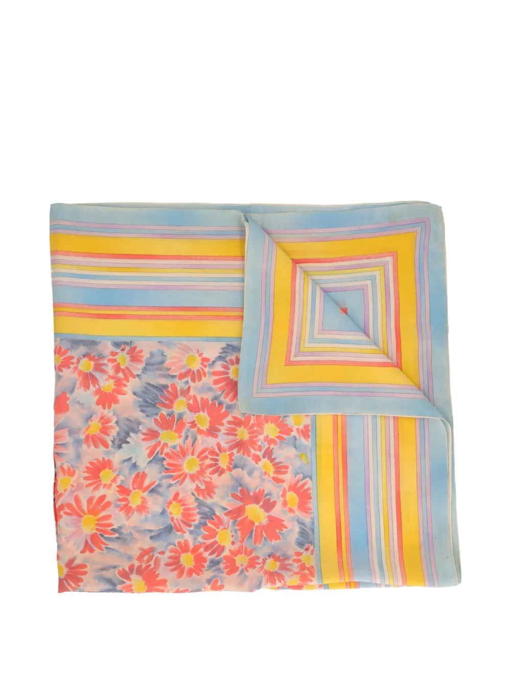  Cadette Flower-patterned Scarf - Blue 