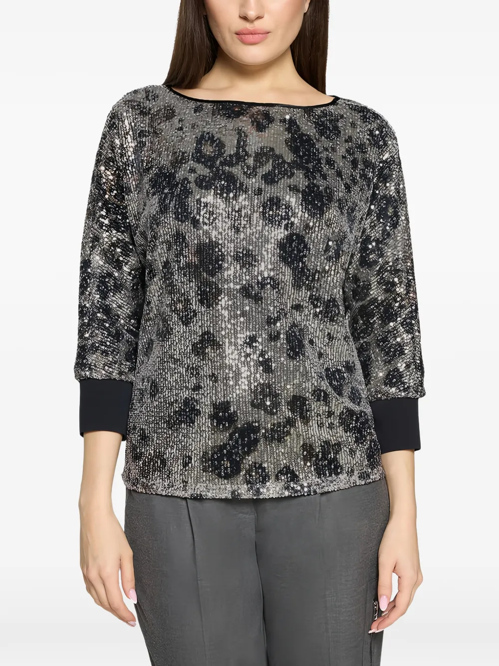  Betty Barclay Sequin Animal-print Blouse - Silver 