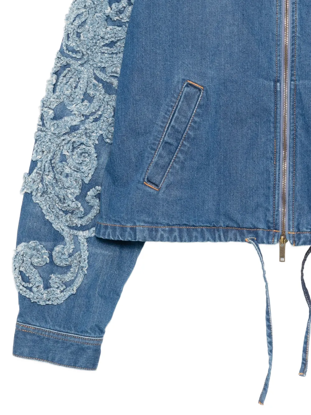 Taakk Denim jack met geborduurde franje Blauw