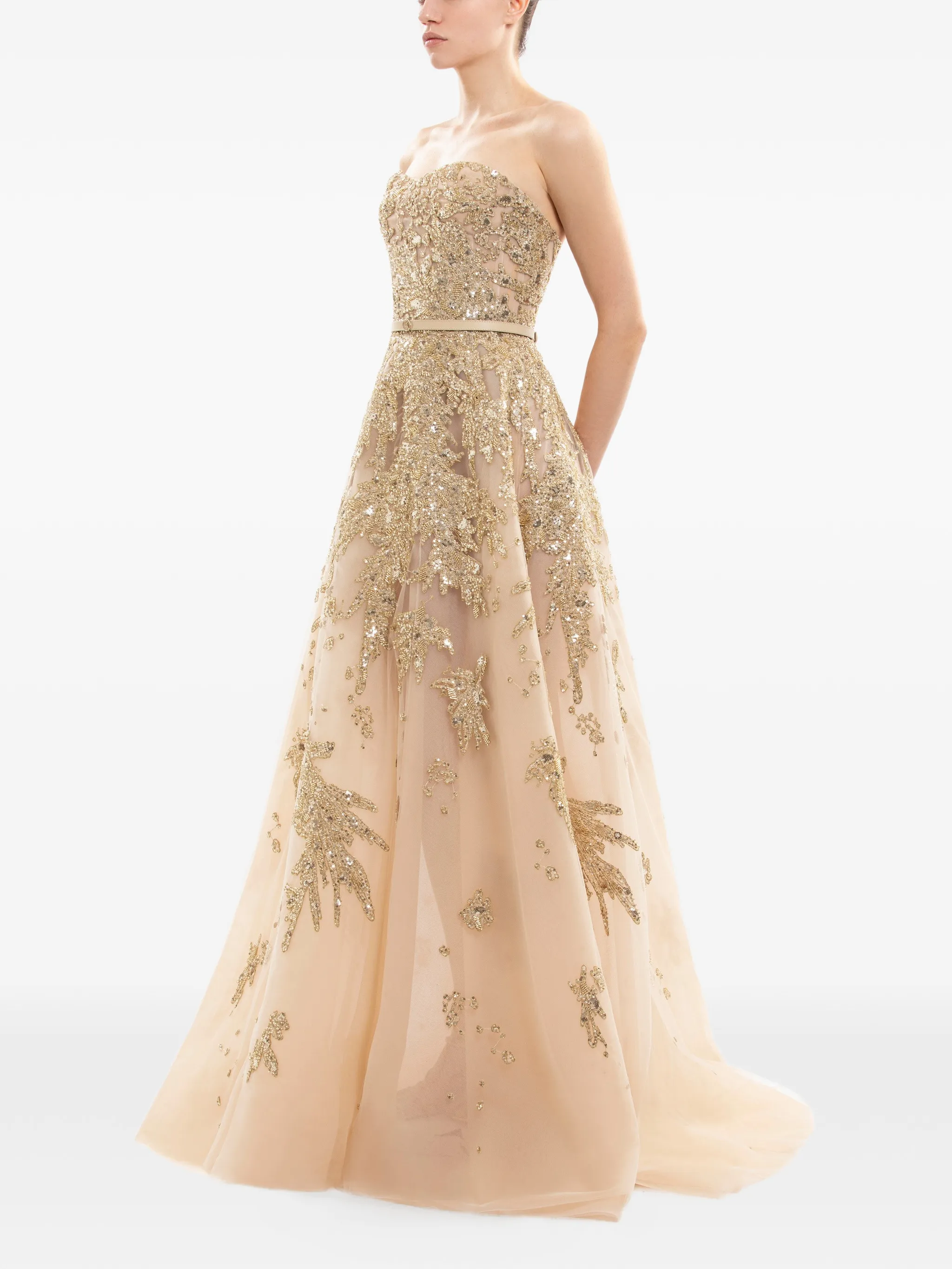 Saiid Kobeisy crystal-embellishment strapless maxi dress