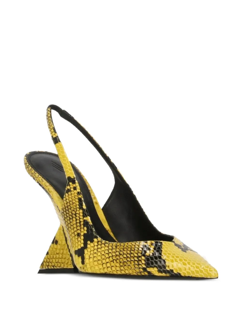  The Attico Snake-print Slingback Pumps - Yellow 