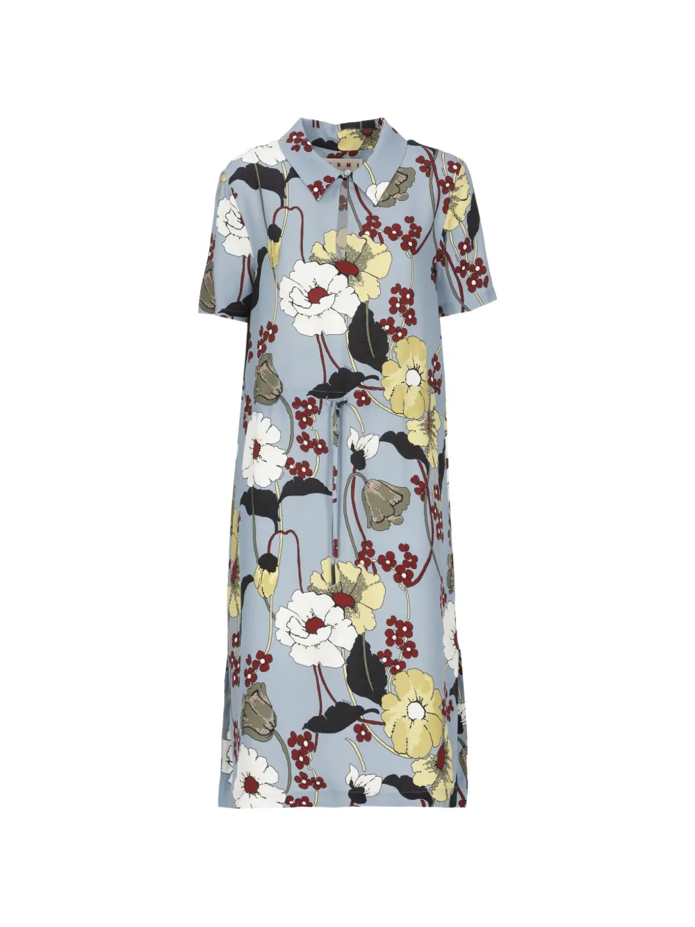 Marni floral shirt midi dress - Blu