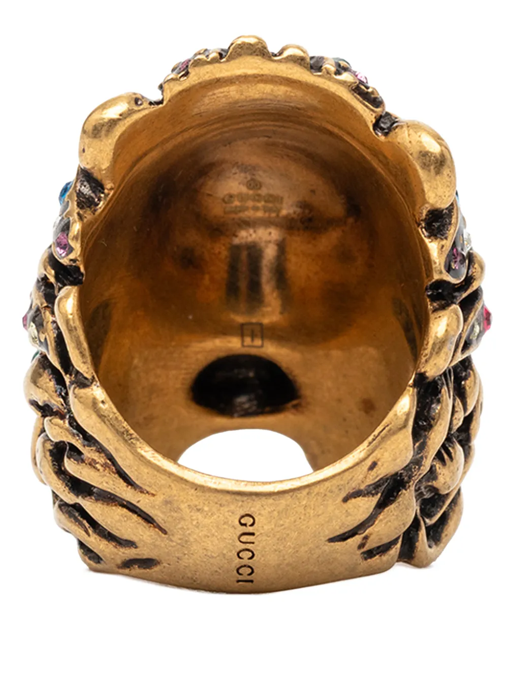 2000-2025 Gold Plated Crystal Lion Head Ring Costume Ring