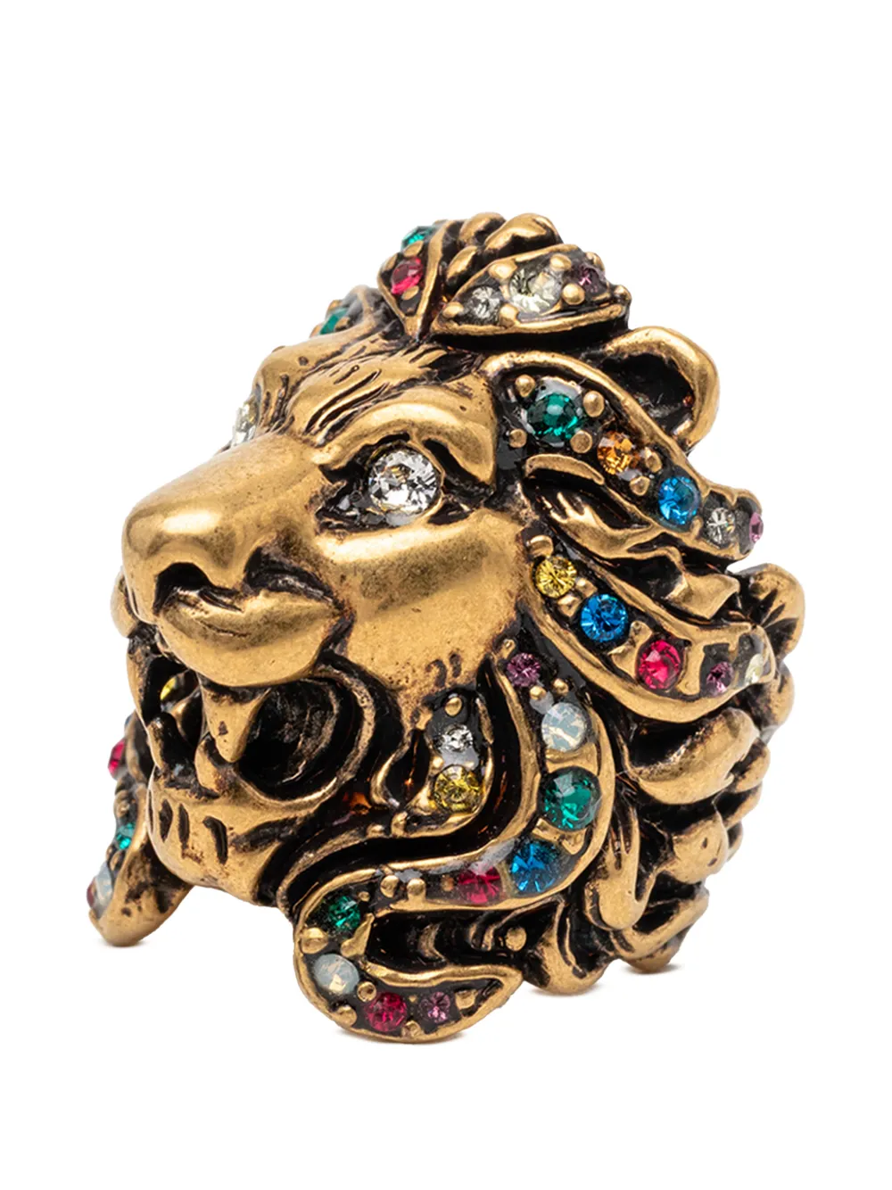 2000-2025 Gold Plated Crystal Lion Head Ring Costume Ring