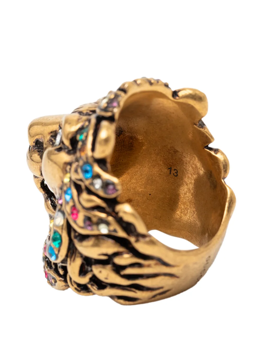 2000-2025 Gold Plated Crystal Lion Head Ring Costume Ring