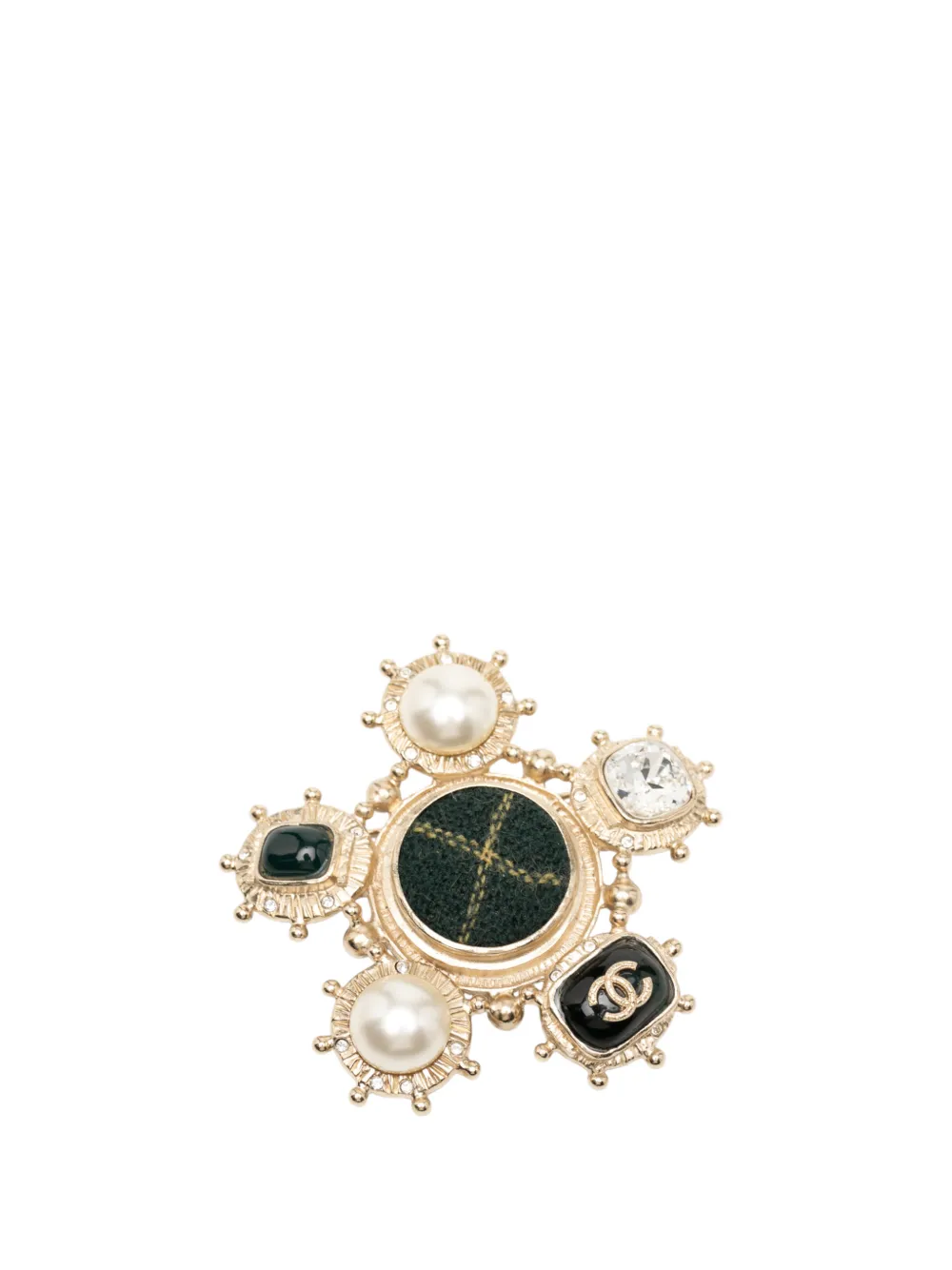 CHANEL Pre-Owned Spilla CC in tweed placcata oro 2013