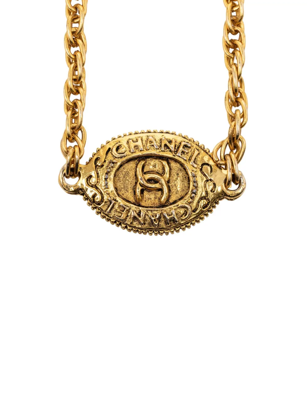 CHANEL Pre-Owned 20th Century Gold Plated CC Medallion Long Chain Necklace costume necklace - Oro