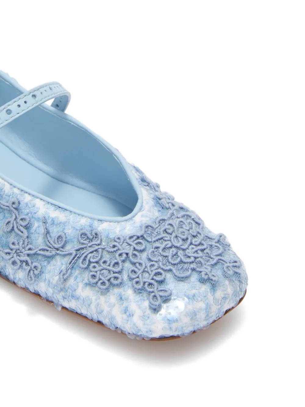 Floral-Embellished Ballet Flats