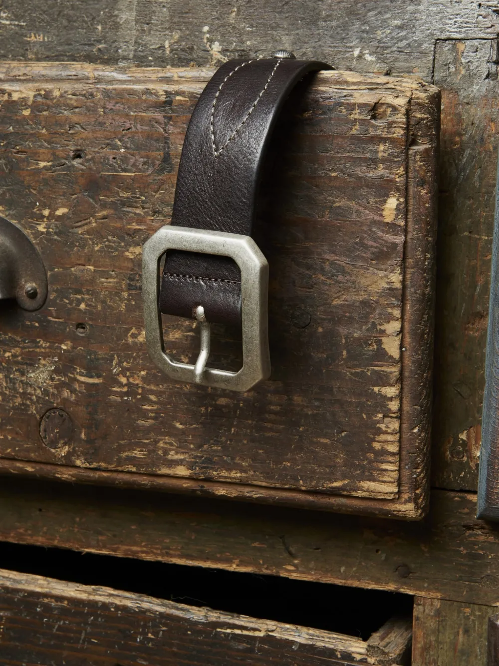  Fortela Topstitching Leather Belt - Brown 