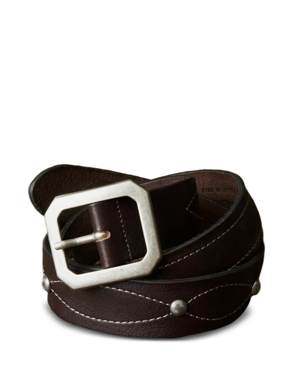 Fortela topstitching leather belt - Marrone