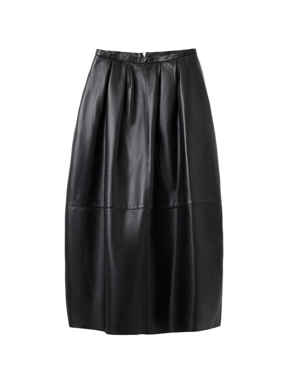 House Of Dagmar curved leather midi skirt - Nero
