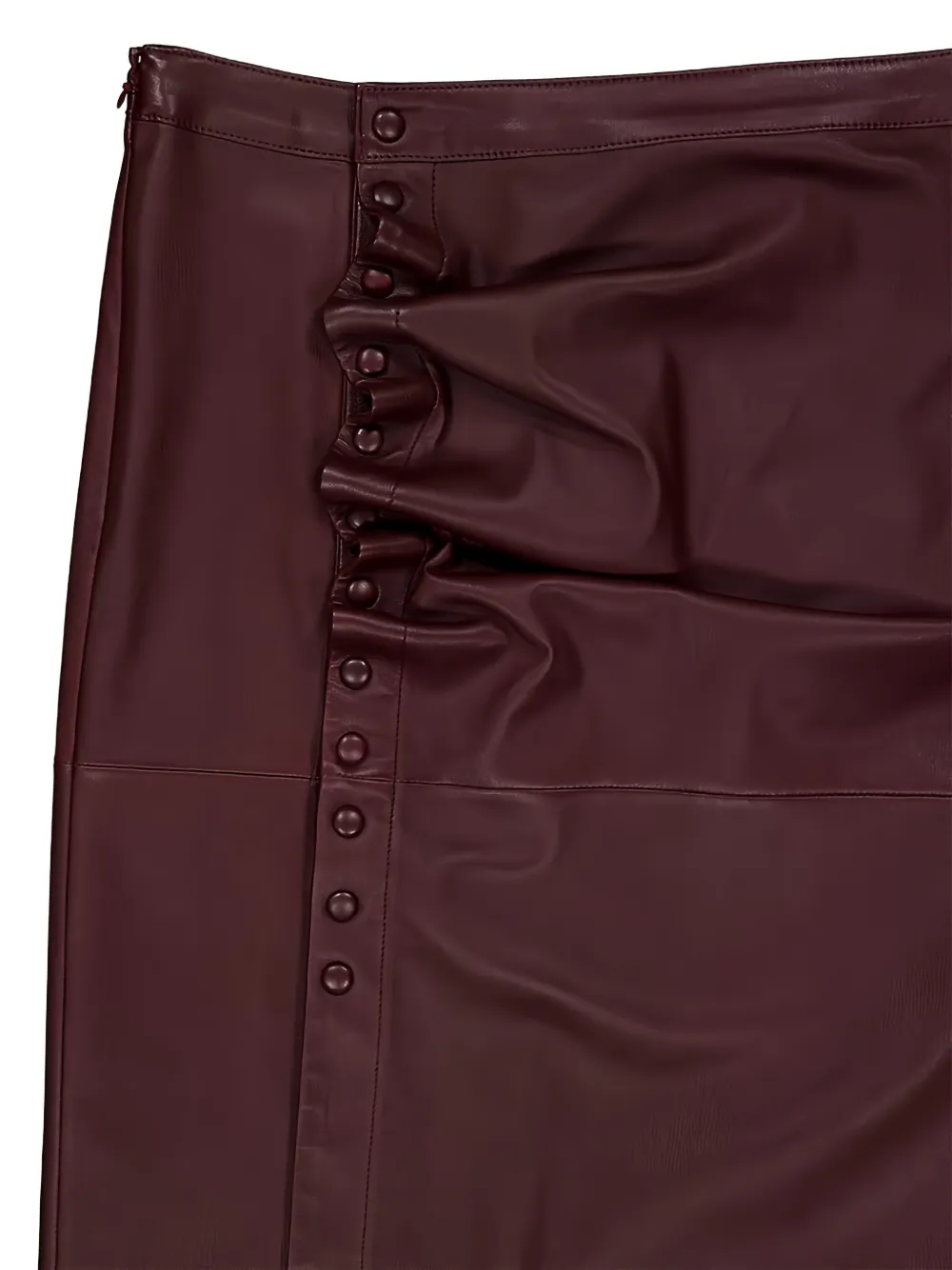  Rabanne Buttoned Leather Midi Skirt - Red 