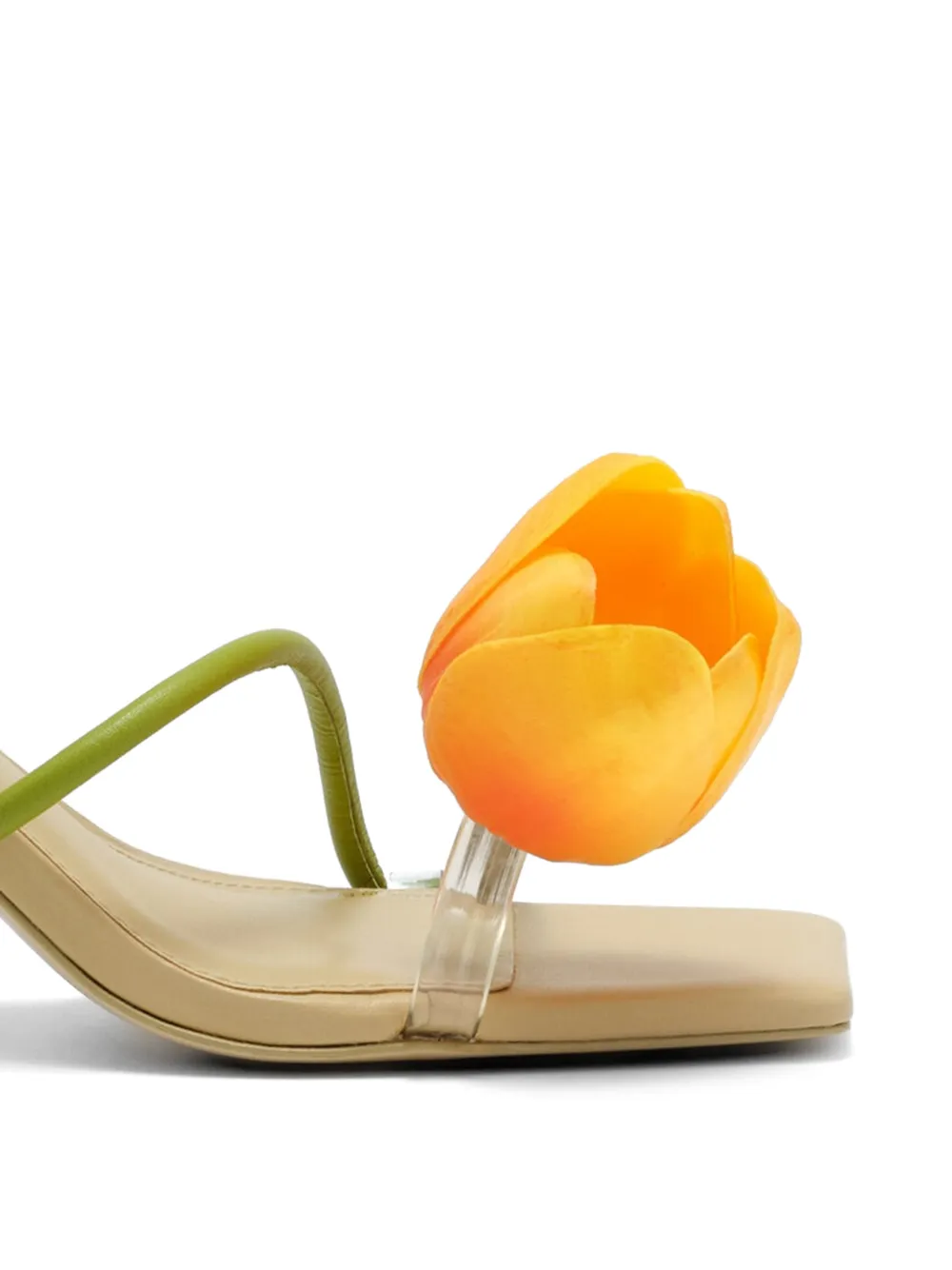 Cult Gaia Ria floral-strap leather sandals Beige