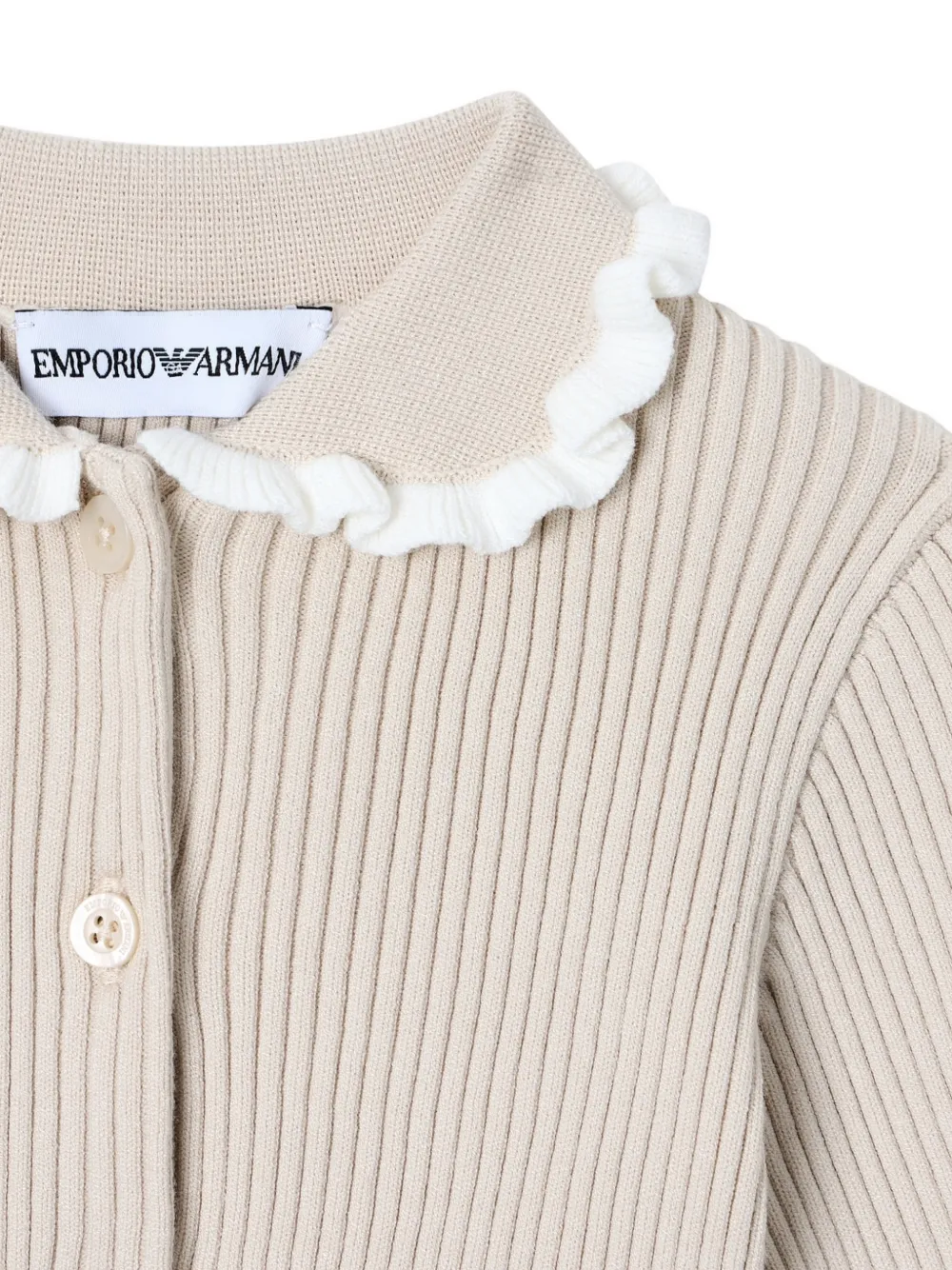 Emporio Armani Kids Geribbelde top met ruches Beige