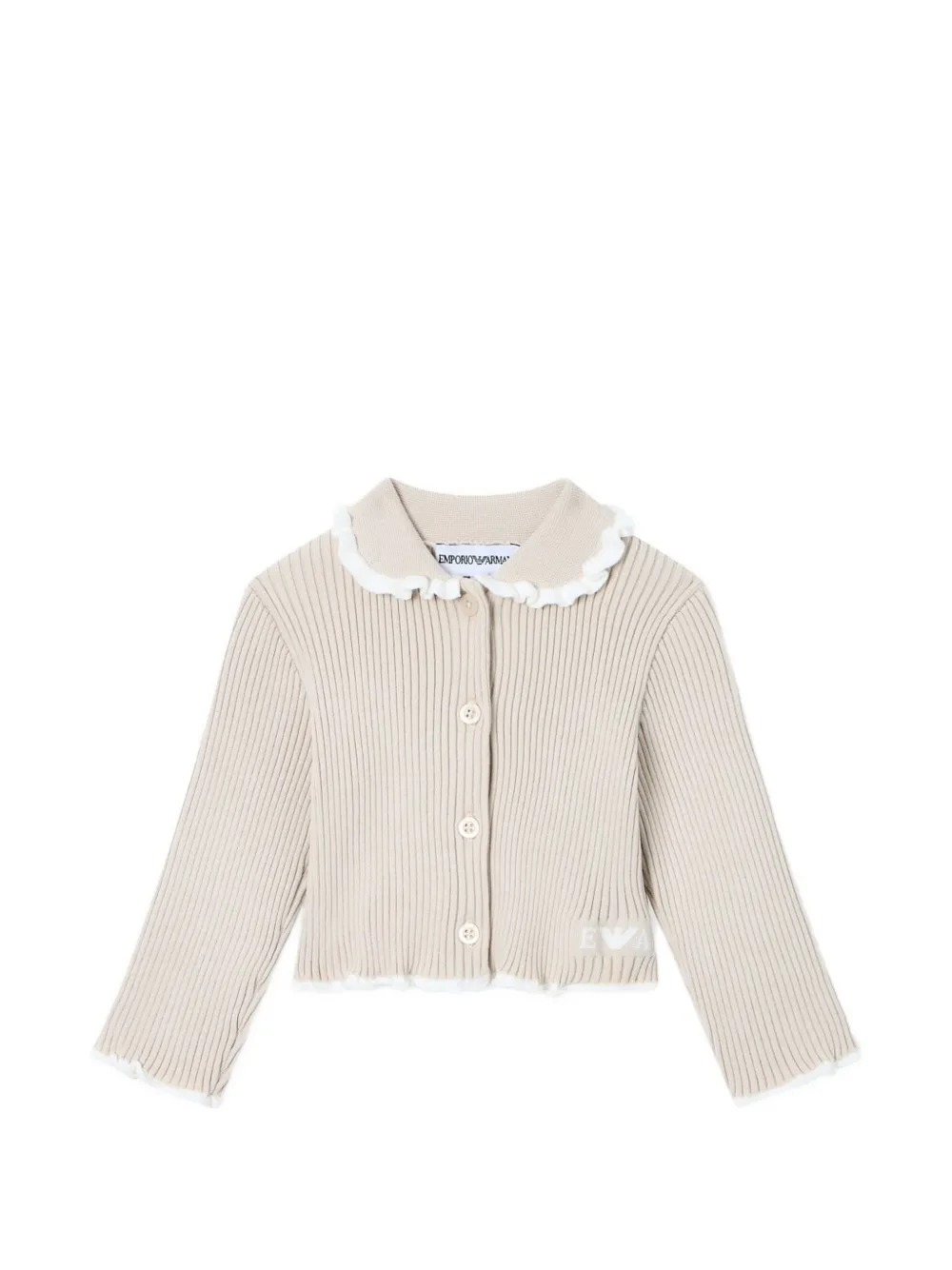 Emporio Armani Kids ruffled ribbed top - Toni neutri