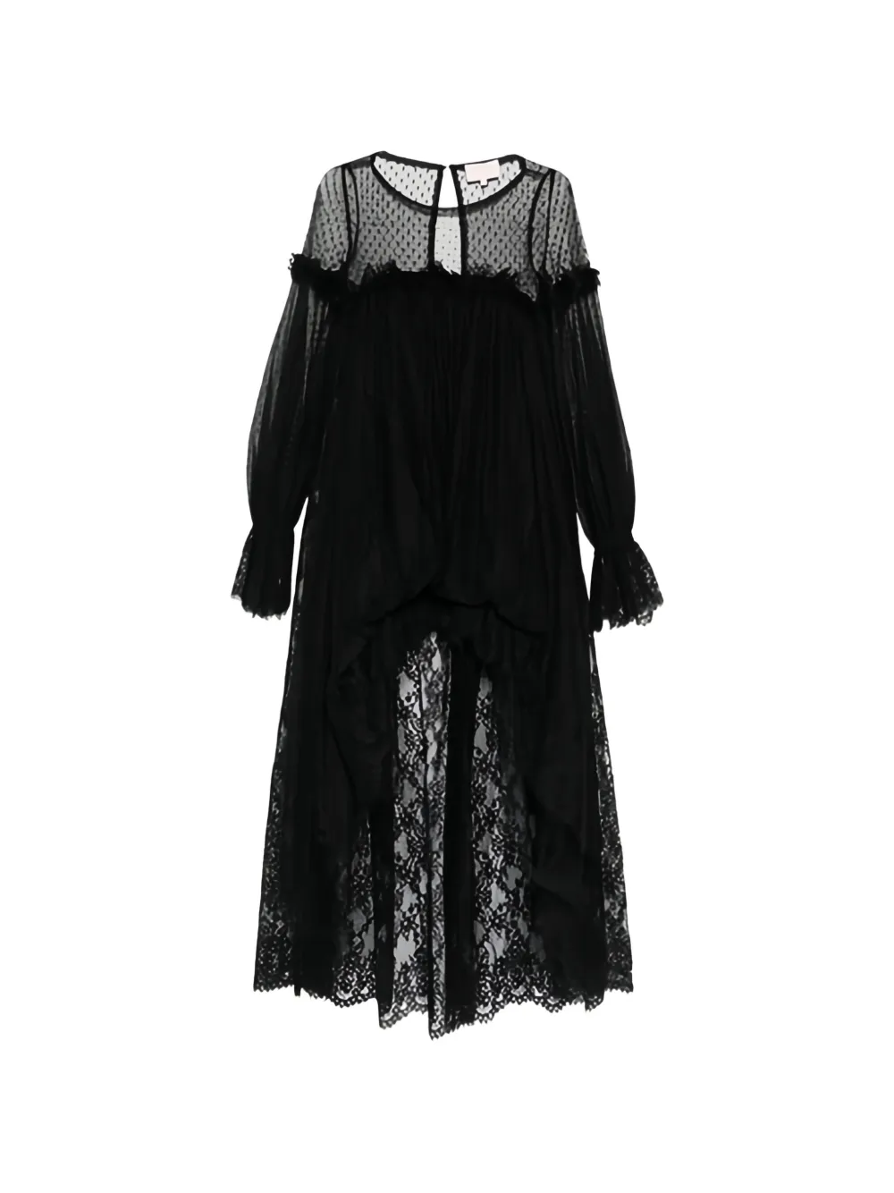 LUISA SPAGNOLI ruffled-lace maxi dress - Nero