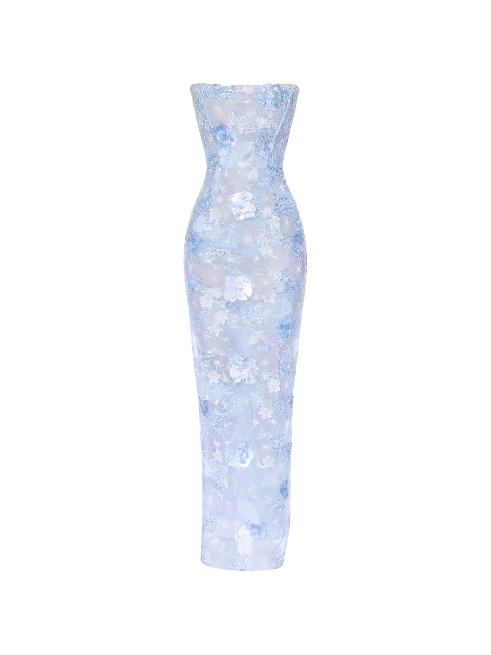Bronx and Banco Farah sequin strapless maxi dress - Blu