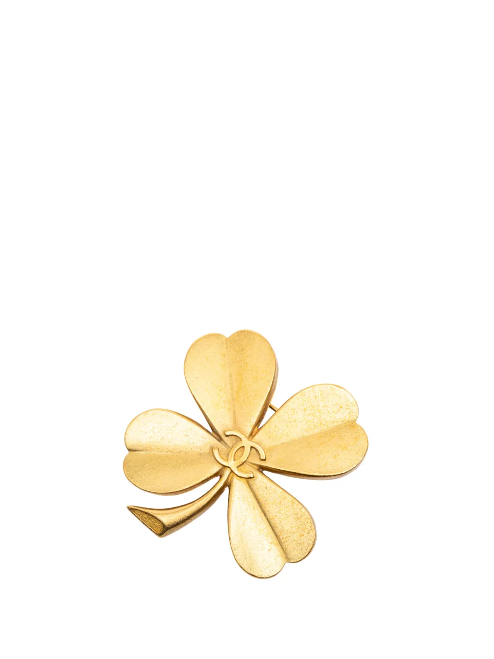 CHANEL Pre-Owned 1994 CC Brushed Gold Plated Four Leaf Clover Brooch costume brooch - Oro