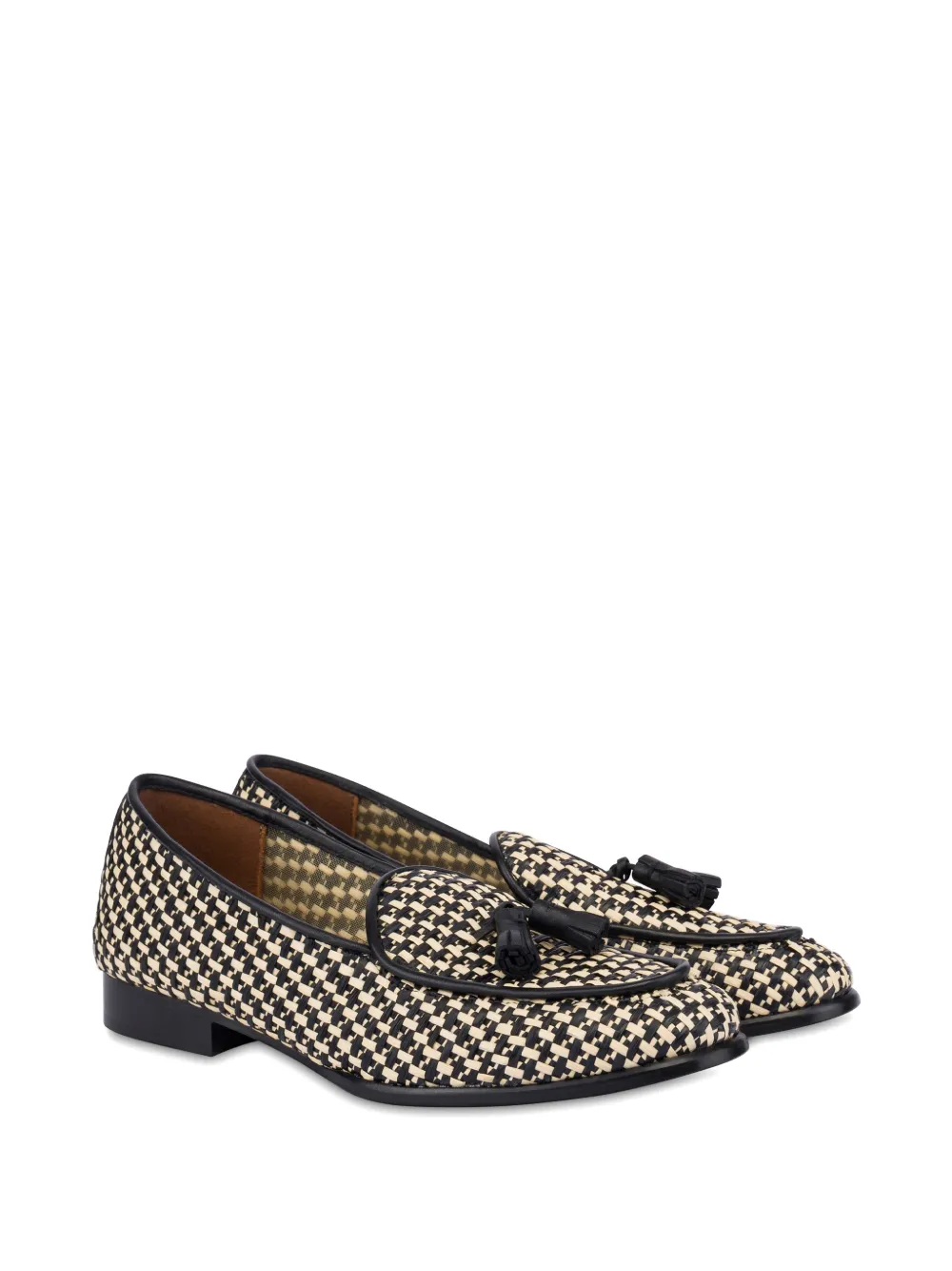 Pollini Victoria Belgian loafers met kwastje en patroon Zwart