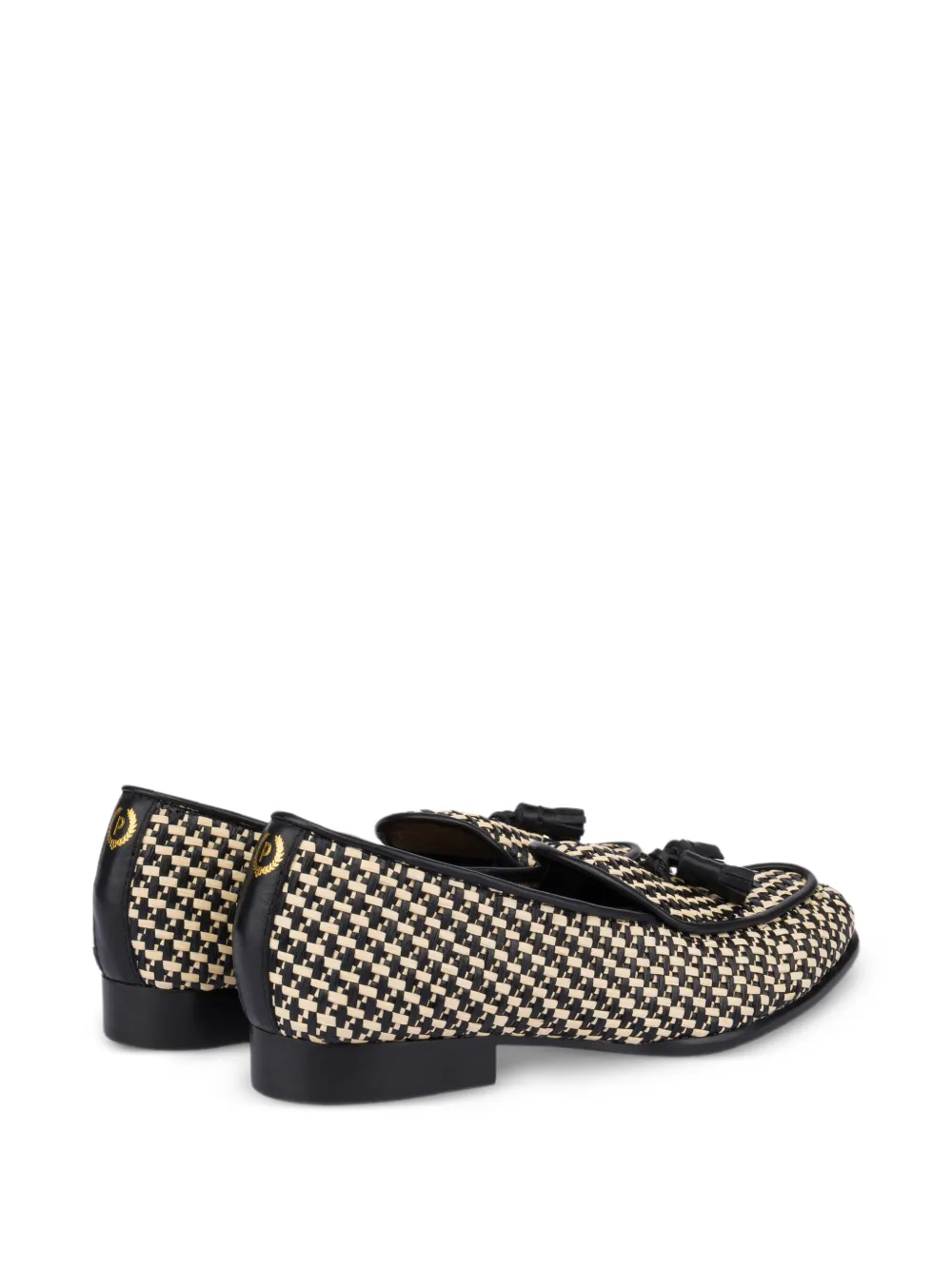  Pollini Viktoria Belgian Patterned Tassel Loafers - Black 