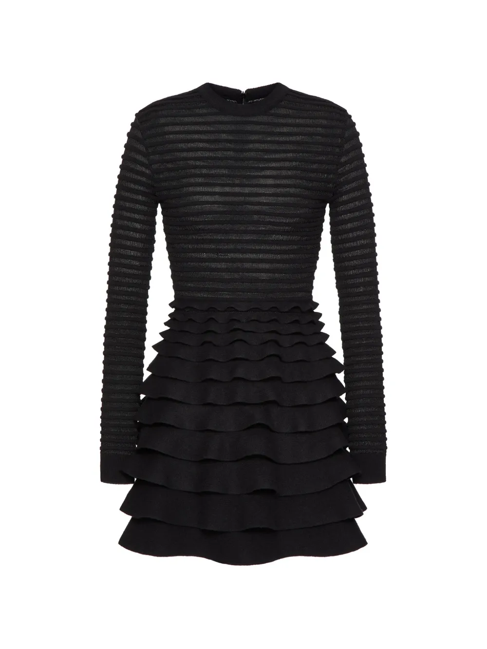 Valentino Garavani ribbed-tiered mini dress - Nero