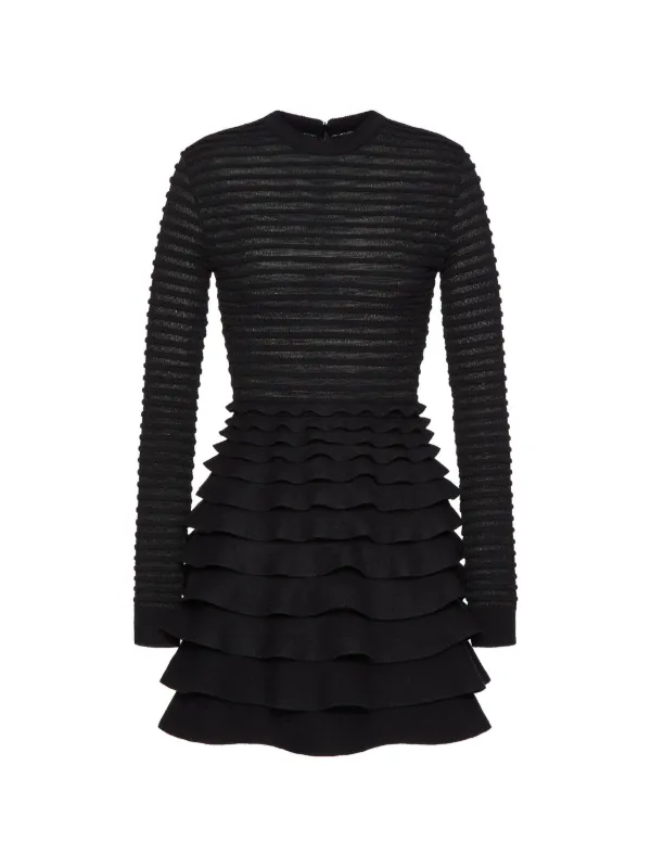 valentino ribbed dresses Valentino Garavani Ribbed Tiered Mini Dress
