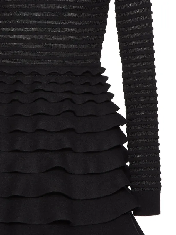 valentino ribbed dresses Ribbed pointelle-knit mini dress - white