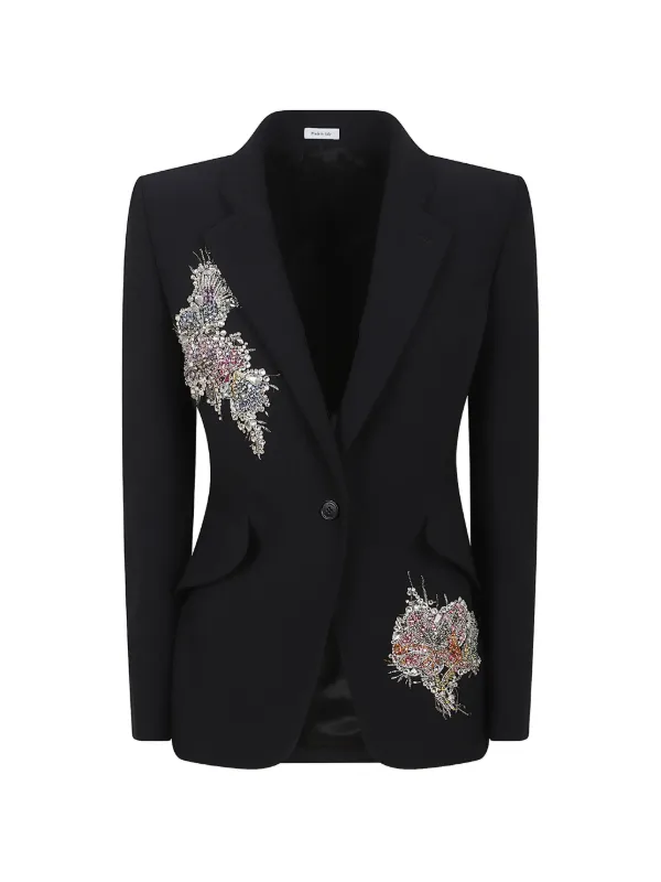 Alexander McQueen Embellished Blazer in Black