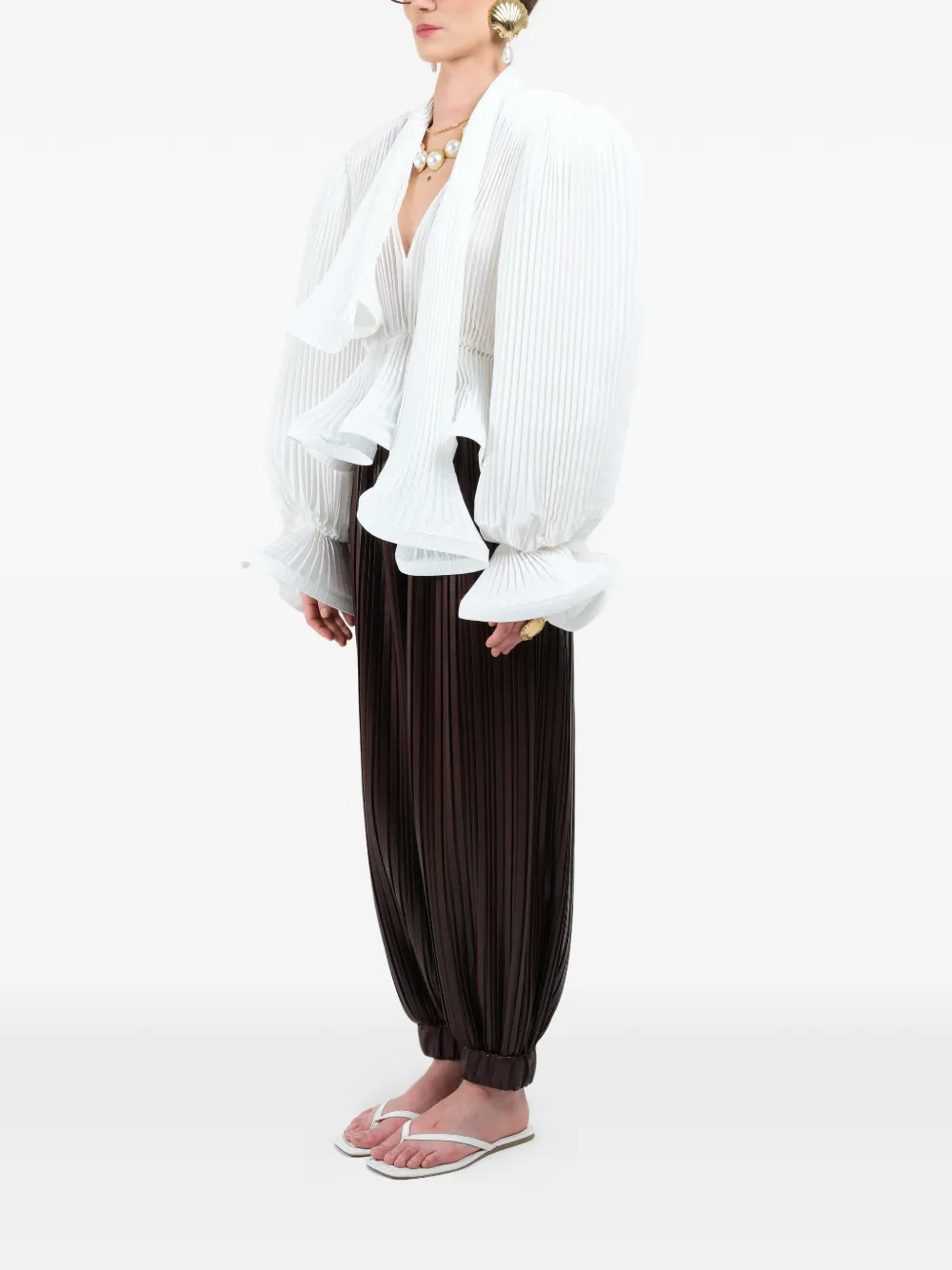 Rowen Rose Geplooide broek Bruin
