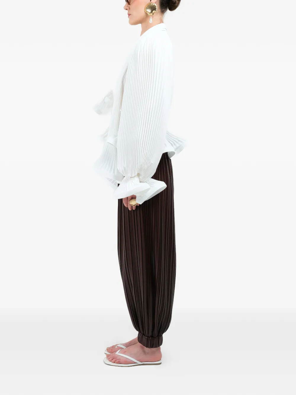 Rowen Rose Geplooide broek Bruin