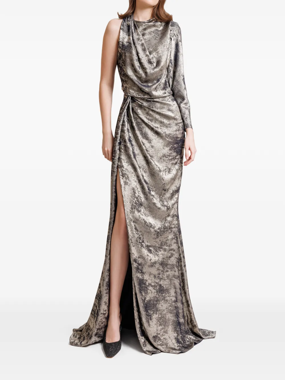 Gemy Maalouf Maxi-jurk met asymmetrische hals Zilver