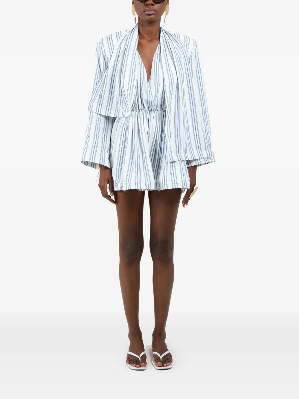 Rowen Rose striped scarf mini dress - Bianco