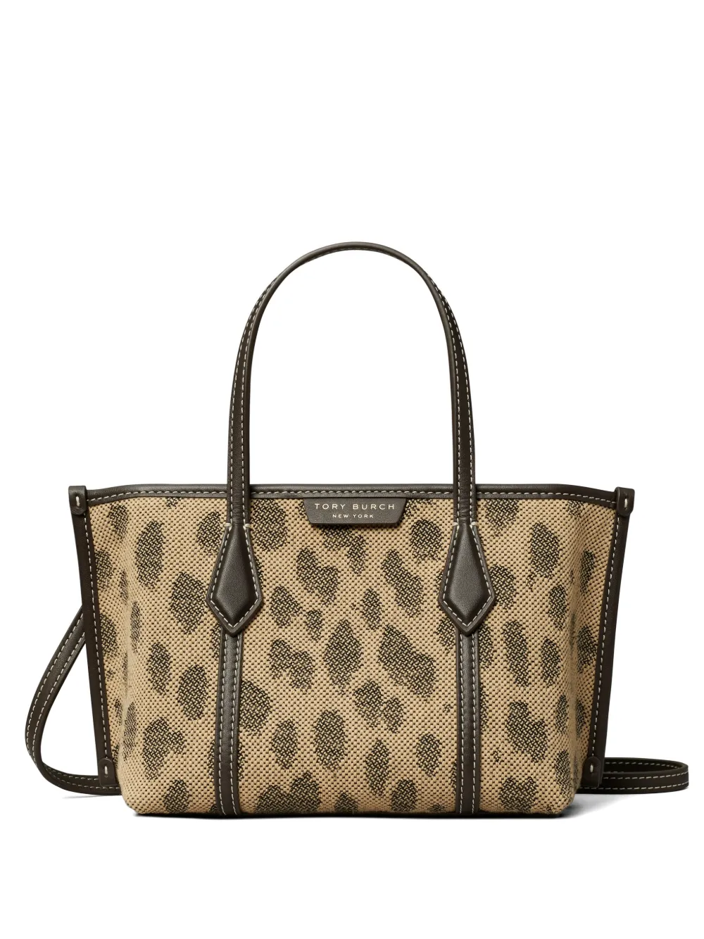 Tory Burch mini Perry canvas tote - Marrone