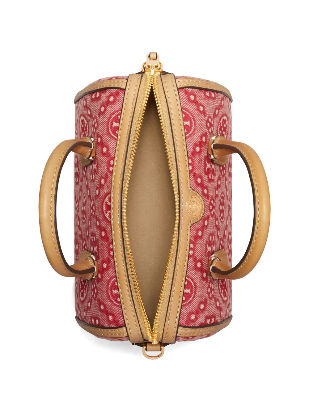 Tory Burch T-monogram Denim Petite Barrel Bag - Red 