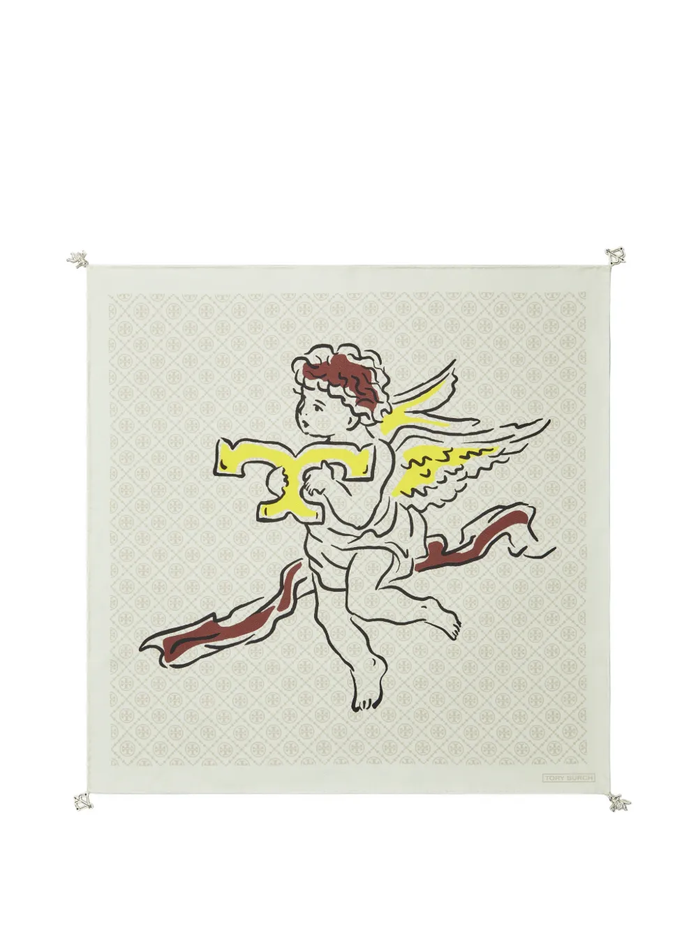 Tory Burch T-Monogram Cherub silk neckerchief - Toni neutri