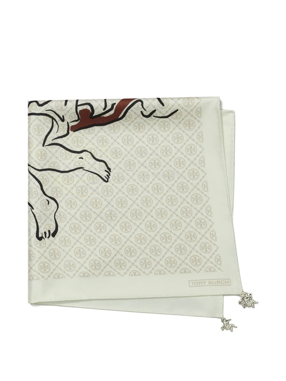 Tory Burch T-Monogram Cherub silk neckerchief - Nude