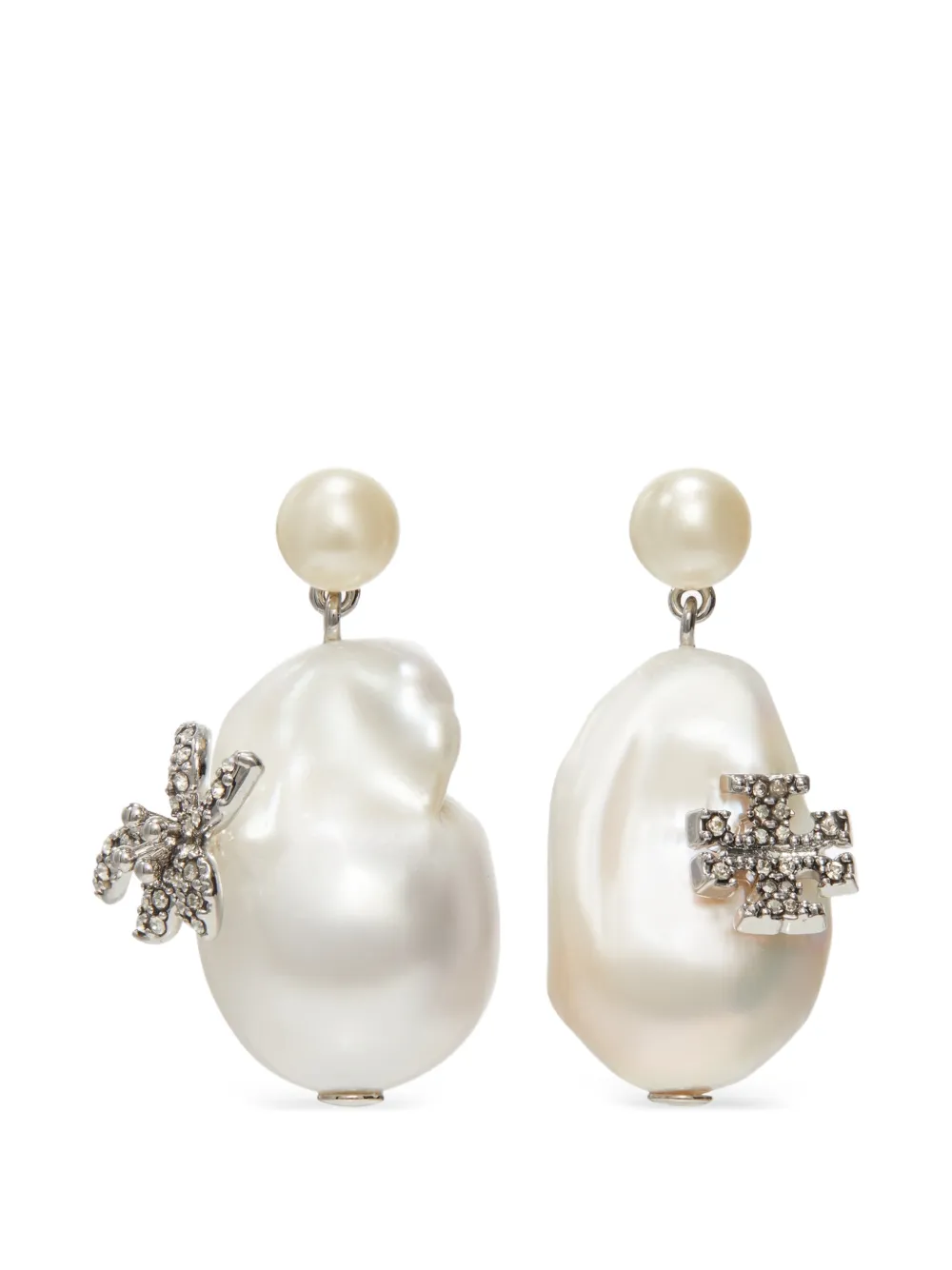 Tory Burch Moondance pear and flower drop earrings - Silver