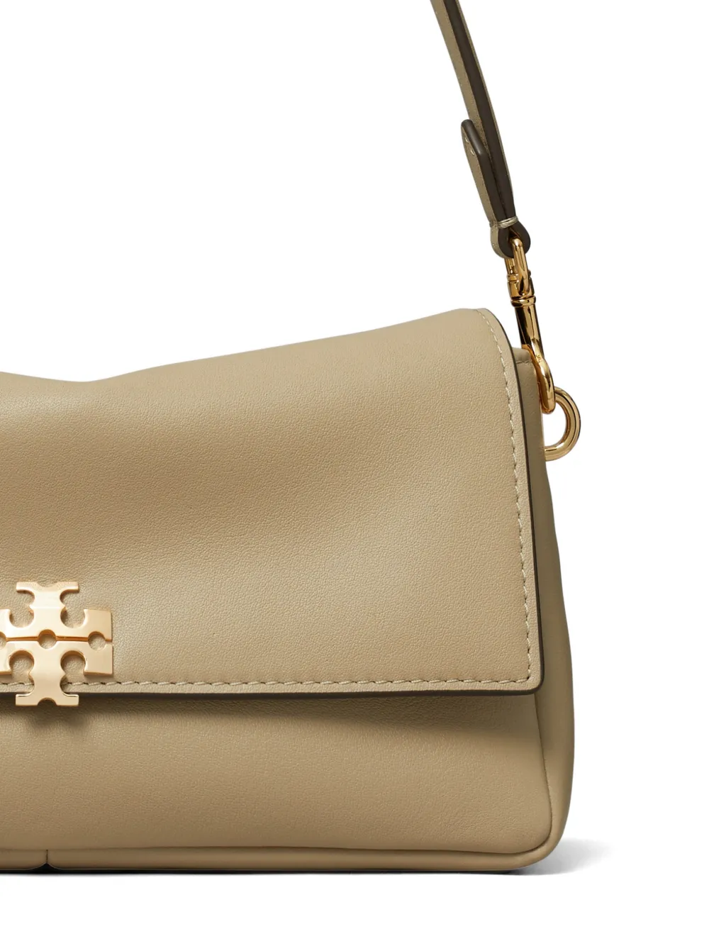 Tory Burch Kleine Charlie schoudertas met logoplakkaat Beige