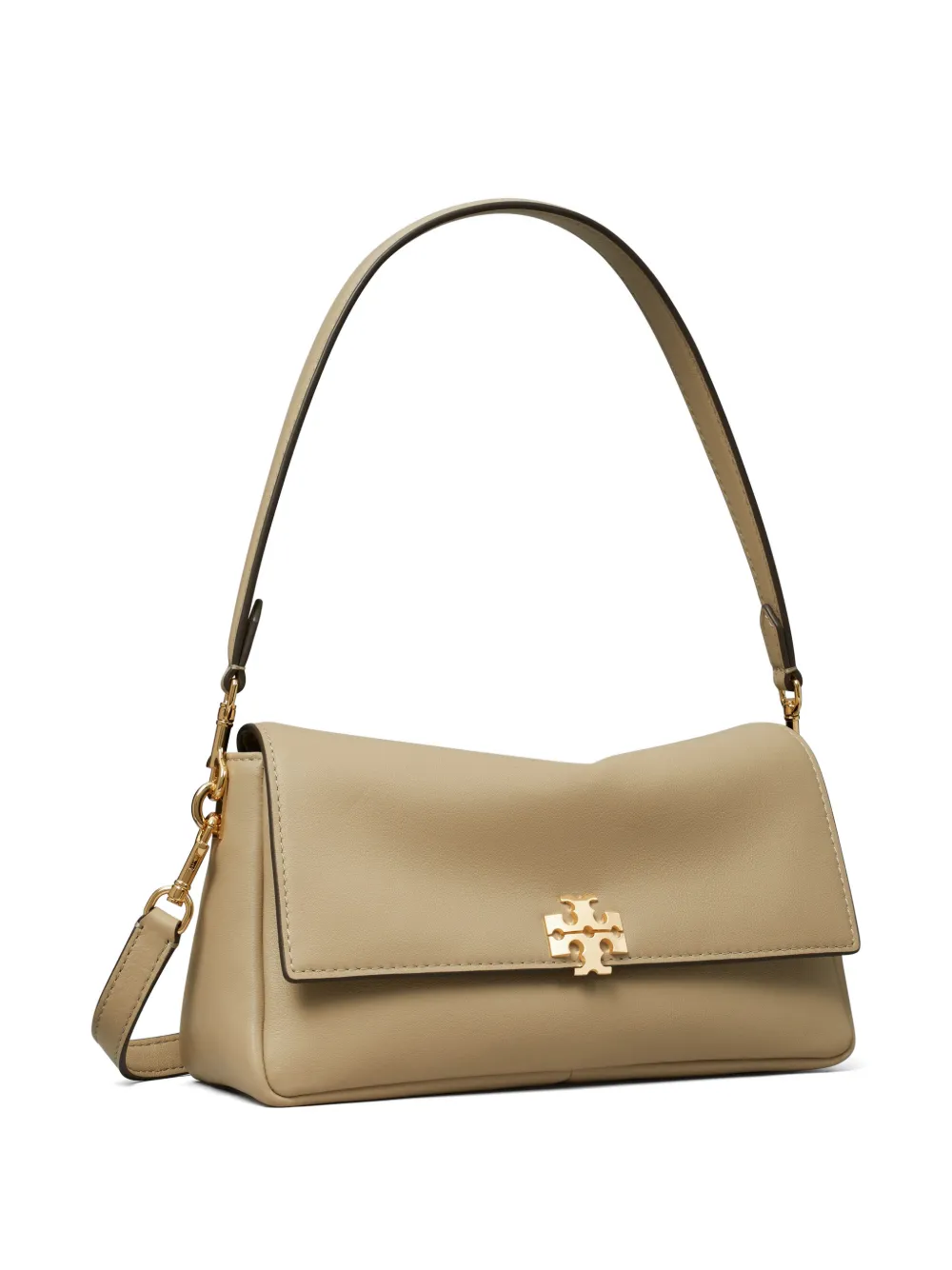 Tory Burch Kleine Charlie schoudertas met logoplakkaat Beige