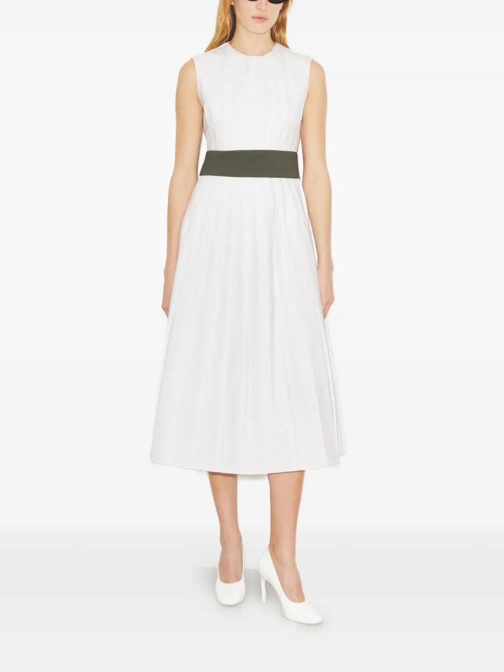  Tory Burch Pleated Poplin Dress - White 