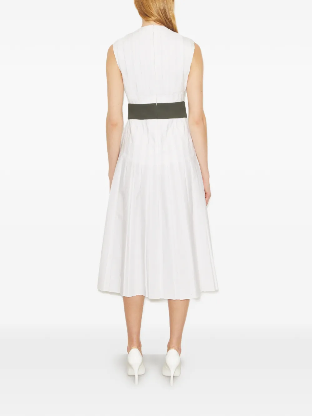  Tory Burch Pleated Poplin Dress - White 