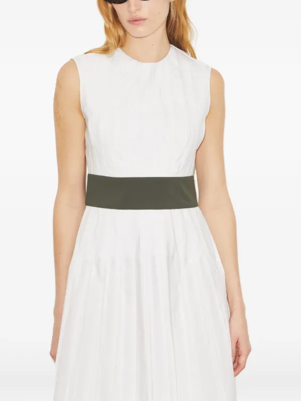 Tory Burch Women's Pleated Poplin Dress in White, size 8