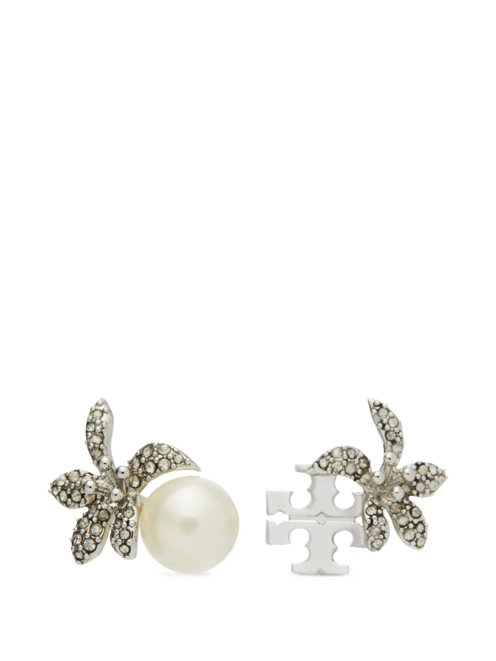 Tory Burch Moondance pearl flower stud earrings - Argento
