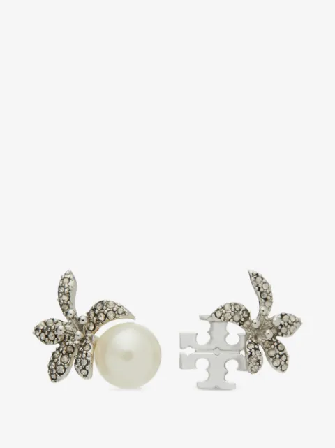 Tory Burch Moondance pearl and flower stud earrings