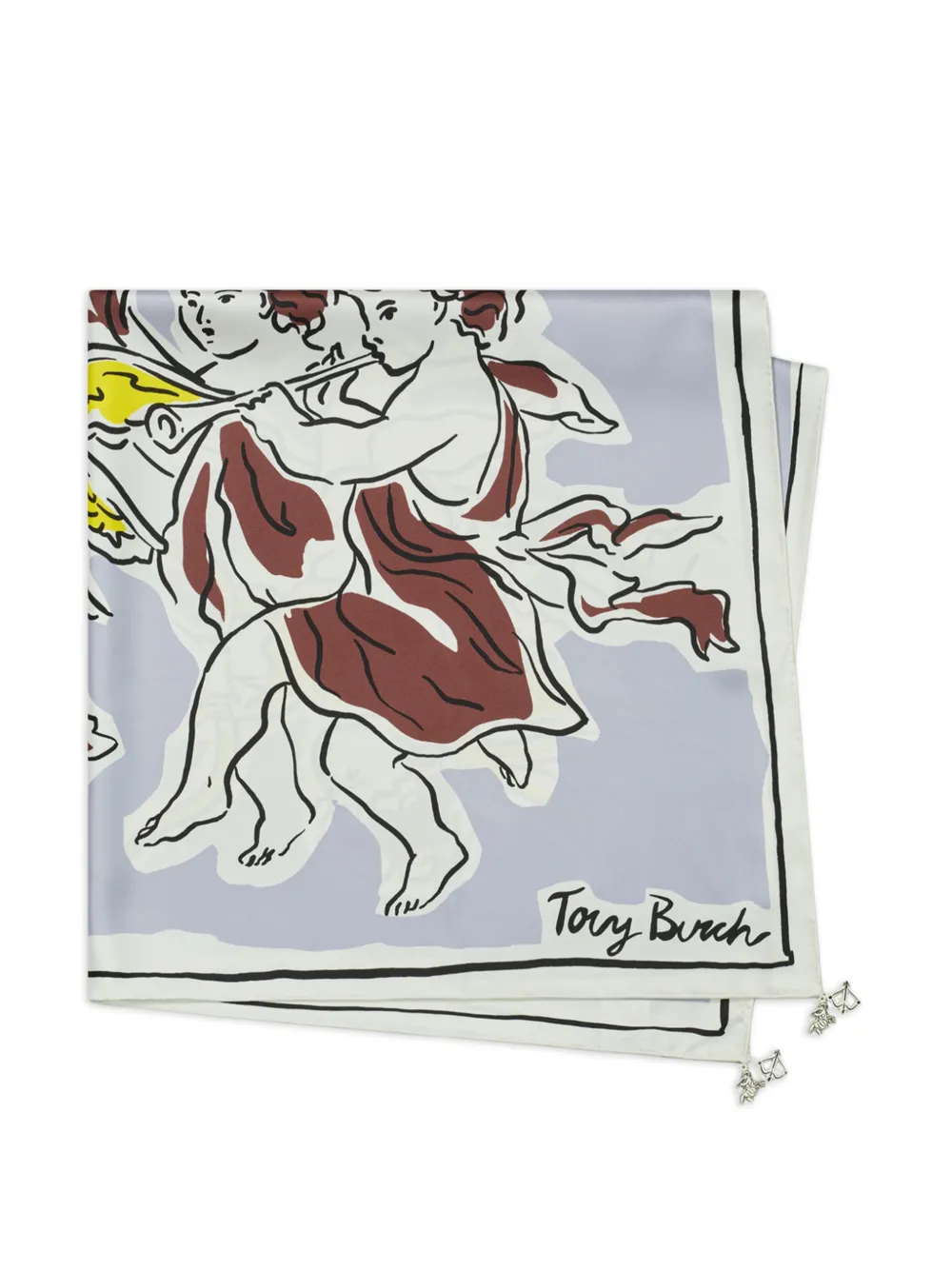  Tory Burch Cherubs Silk Square Scarf - Grey 