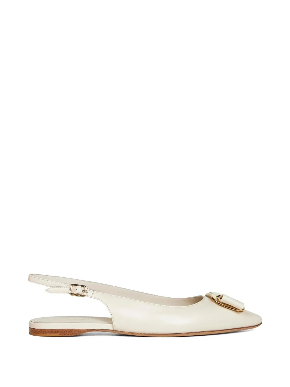 Ferragamo logo-plaque leather pumps Beige