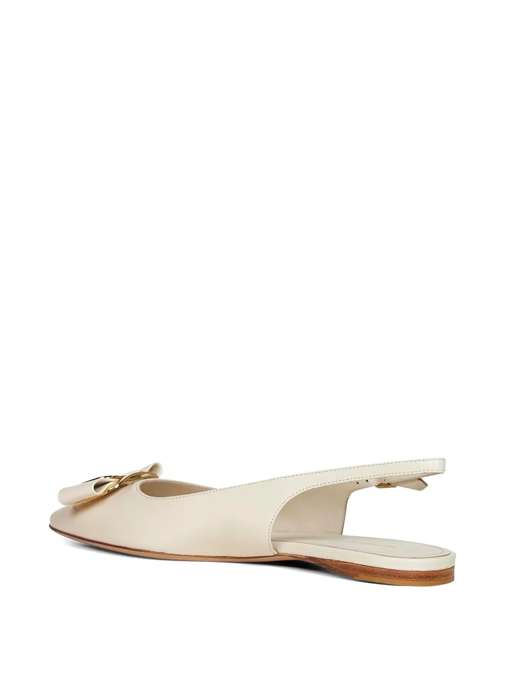 Ferragamo Leren pumps met logoplakkaat Beige