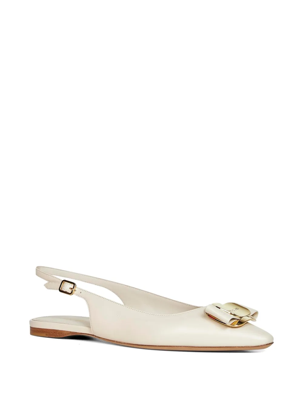 Ferragamo Leren pumps met logoplakkaat Beige