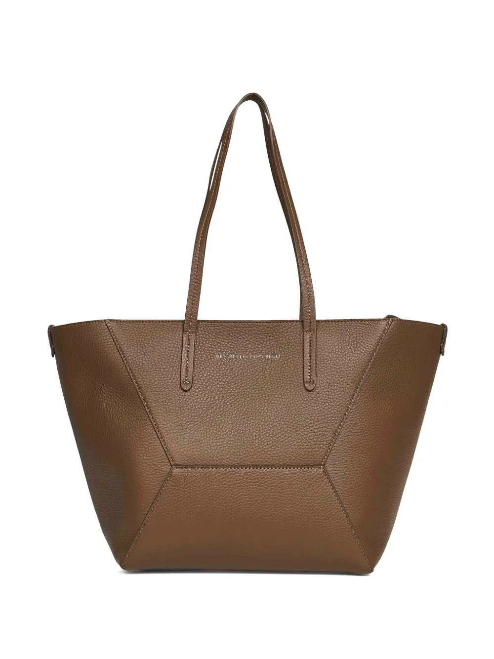 Brunello Cucinelli logo-print leather shoulder bag - Marrone