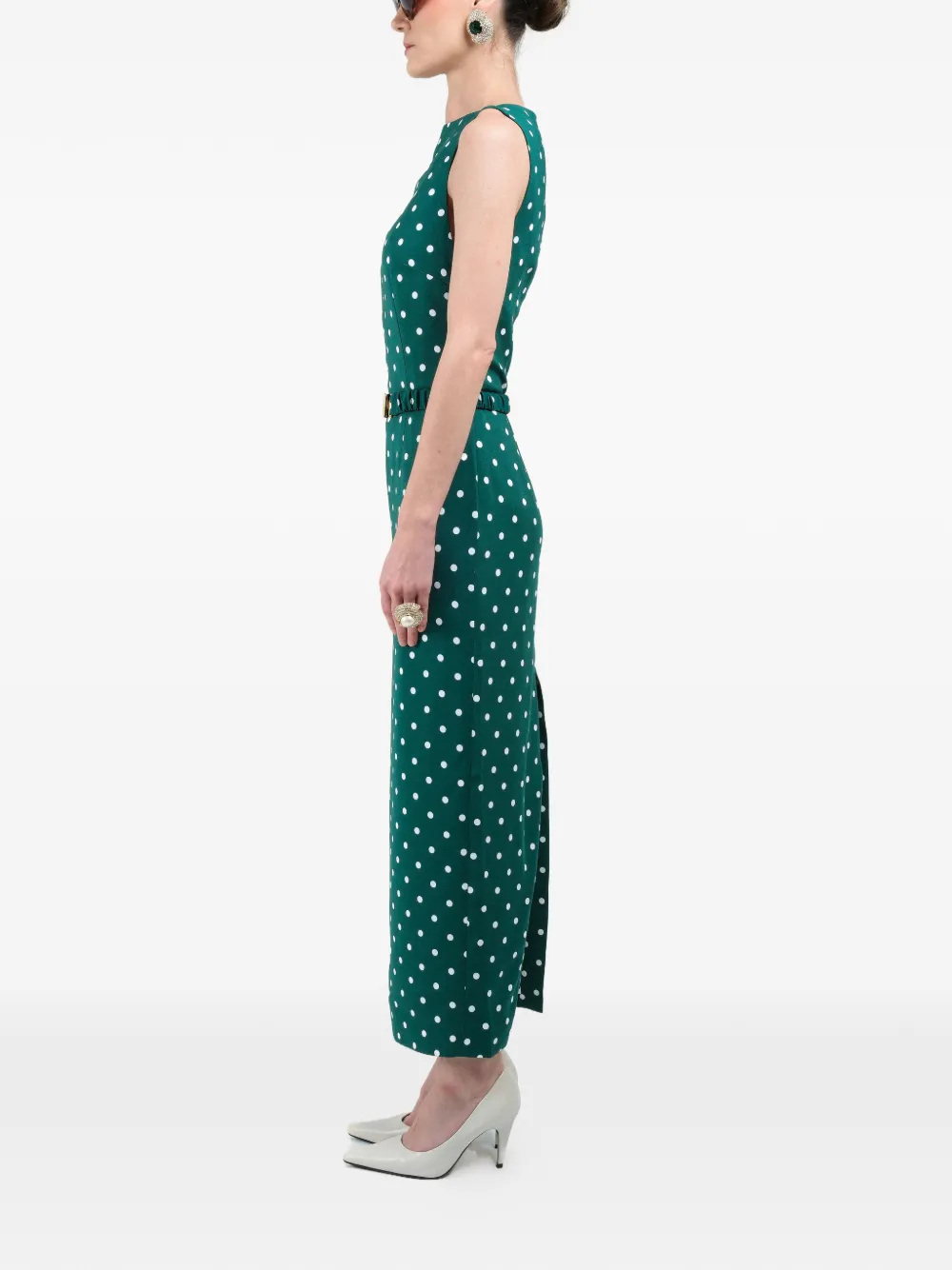 Polka-Dots Straight-Neckline Maxi Dress